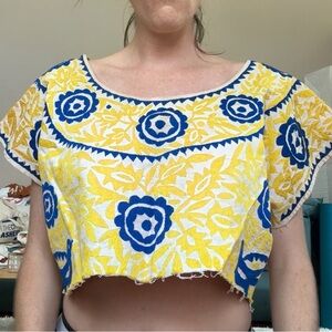 Vintage Mexican Patterned Crop Top